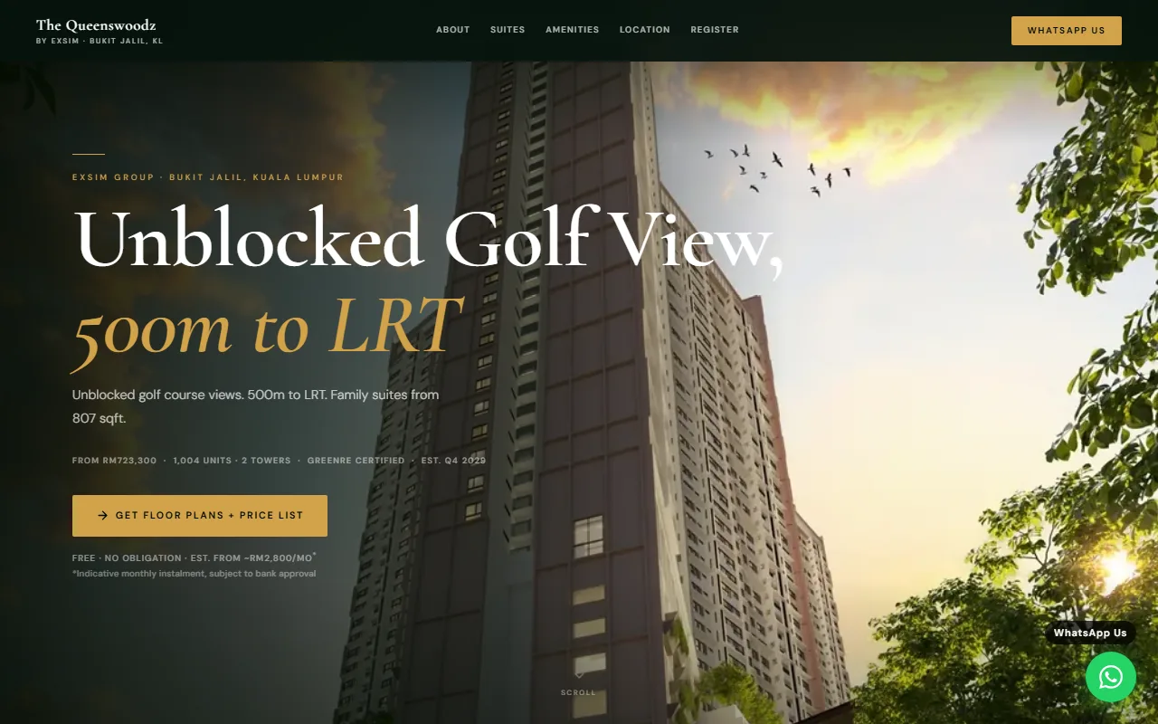 The Queenswoodz landing page